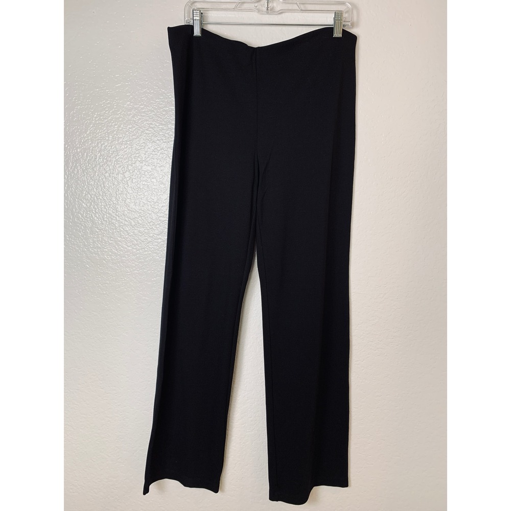 Eileen Fisher Pants Women M Black Italian Fabric Straight Leg Quiet Luxury